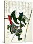 Ronin Lunging Forward, Japanese Wood-Cut Print-Lantern Press-Stretched Canvas