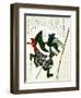 Ronin Lunging Forward, Japanese Wood-Cut Print-Lantern Press-Framed Art Print