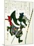 Ronin Lunging Forward, Japanese Wood-Cut Print-Lantern Press-Mounted Art Print