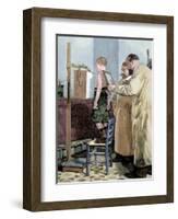 Rontgen, Wilhelm Conrad (1845-1923). German Physicist. Rontgen Exploring a Child with X-Ray Device-Tarker-Framed Giclee Print