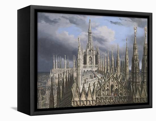 Roof of Milan Cathedral-Luigi Ossip Premazzi-Framed Stretched Canvas