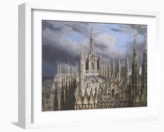 Roof of Milan Cathedral-Luigi Ossip Premazzi-Framed Giclee Print