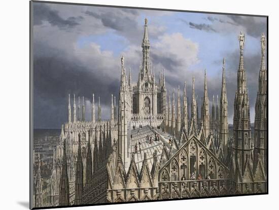 Roof of Milan Cathedral-Luigi Ossip Premazzi-Mounted Giclee Print