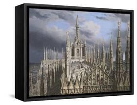 Roof of Milan Cathedral-Luigi Ossip Premazzi-Framed Stretched Canvas
