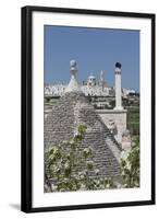 Roof of Traditional Trullo with Locorotondo in Distance, Puglia, Italy, Europe-Martin-Framed Photographic Print