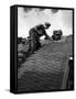 Roof Tiler Lays Slates-null-Framed Stretched Canvas