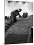 Roof Tiler Lays Slates-null-Mounted Photographic Print