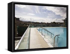 Roof Top Pool in New Royal Bath, Thermae Bath Spa, Bath, Avon, England, United Kingdom-Matthew Davison-Framed Stretched Canvas