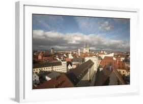 Roof Top View of Old Town Regensburg, Germany-Dave Bartruff-Framed Photographic Print