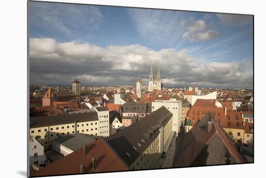 Roof Top View of Old Town Regensburg, Germany-Dave Bartruff-Mounted Photographic Print