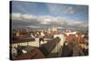 Roof Top View of Old Town Regensburg, Germany-Dave Bartruff-Stretched Canvas