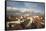 Roof Top View of Old Town Regensburg, Germany-Dave Bartruff-Framed Stretched Canvas