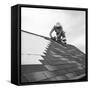 Roofer Working in Levittown-Tony Linck-Framed Stretched Canvas