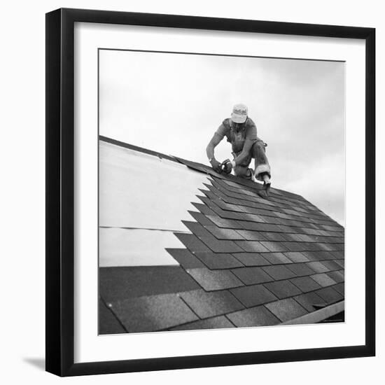 Roofer Working in Levittown-Tony Linck-Framed Photographic Print