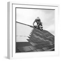 Roofer Working in Levittown-Tony Linck-Framed Photographic Print