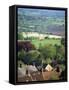 Roofs of Houses in Shaftesbury and Typical Patchwork Fields Beyond, Dorset, England, United Kingdom-Julia Bayne-Framed Stretched Canvas