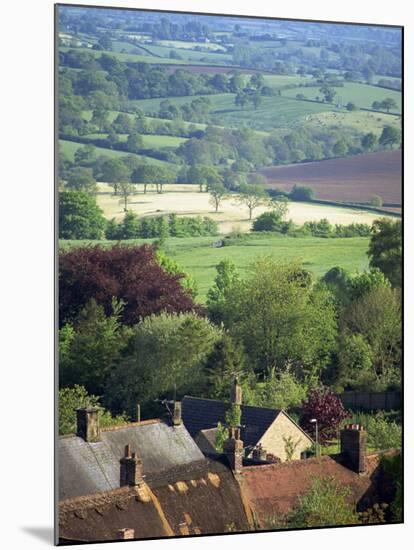 Roofs of Houses in Shaftesbury and Typical Patchwork Fields Beyond, Dorset, England, United Kingdom-Julia Bayne-Mounted Photographic Print