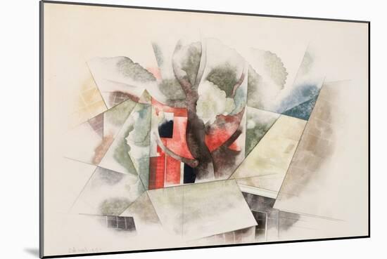 Rooftop and Fantasy, 1918 (W/C & Pencil on Paper)-Charles Demuth-Mounted Premium Giclee Print