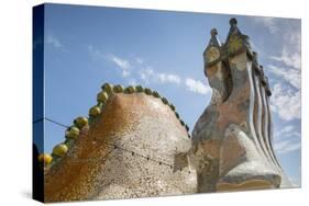 Rooftop of Antoni Gaudi's Casa Batllo building, UNESCO World Heritage Site, Barcelona, Spain-Frank Fell-Stretched Canvas