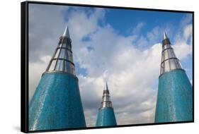 Rooftop towers at museum of technology and art, Bundeskunsthalle, Museumsmeile, Bonn, North Rhin...-null-Framed Stretched Canvas