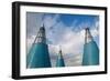 Rooftop towers at museum of technology and art, Bundeskunsthalle, Museumsmeile, Bonn, North Rhin...-null-Framed Photographic Print