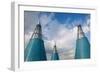 Rooftop towers at museum of technology and art, Bundeskunsthalle, Museumsmeile, Bonn, North Rhin...-null-Framed Photographic Print