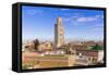 Rooftop View and Minaret of Ben Youssef Madrasa, Marrakech, Morocco-Nico Tondini-Framed Stretched Canvas