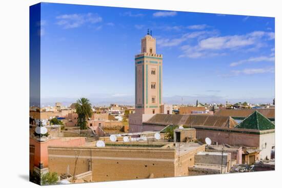 Rooftop View and Minaret of Ben Youssef Madrasa, Marrakech, Morocco-Nico Tondini-Stretched Canvas