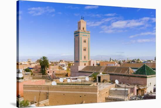 Rooftop View and Minaret of Ben Youssef Madrasa, Marrakech, Morocco-Nico Tondini-Stretched Canvas