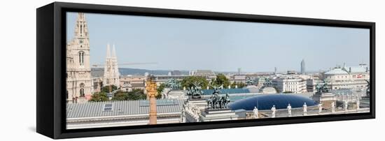 Rooftop view from the Justizcafe of the City Hall and Parliament, Vienna, Austria, Europe-Jean Brooks-Framed Stretched Canvas