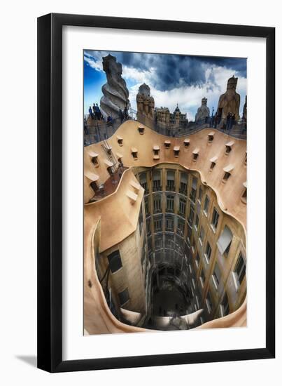 Rooftop View of Csa Mila, Barcelona, Spain-George Oze-Framed Photographic Print