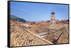 Rooftop view of Franciscan Church, bell tower and Monastery, Dubrovnik Old Town, UNESCO World Herit-Neale Clark-Framed Stretched Canvas