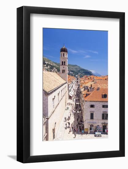 Rooftop view of Main Street Placa, Stradun, Dubrovnik Old Town, UNESCO World Heritage Site, Dubrovn-Neale Clark-Framed Photographic Print