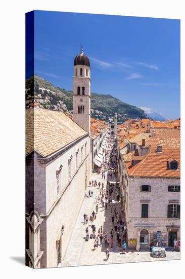 Rooftop view of Main Street Placa, Stradun, Dubrovnik Old Town, UNESCO World Heritage Site, Dubrovn-Neale Clark-Stretched Canvas