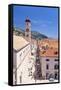 Rooftop view of Main Street Placa, Stradun, Dubrovnik Old Town, UNESCO World Heritage Site, Dubrovn-Neale Clark-Framed Stretched Canvas