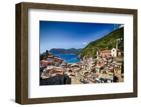 Rooftop View of Vernazza, Cinque Terre, Italy-George Oze-Framed Photographic Print