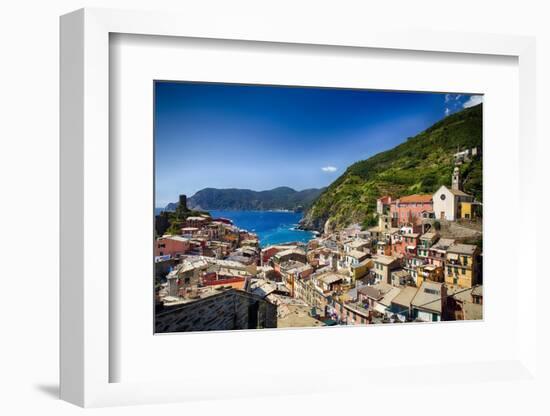 Rooftop View of Vernazza, Cinque Terre, Italy-George Oze-Framed Photographic Print