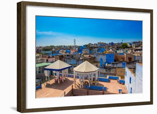 Rooftops in Jodhpur, the Blue City, Rajasthan, India, Asia-Laura Grier-Framed Photographic Print