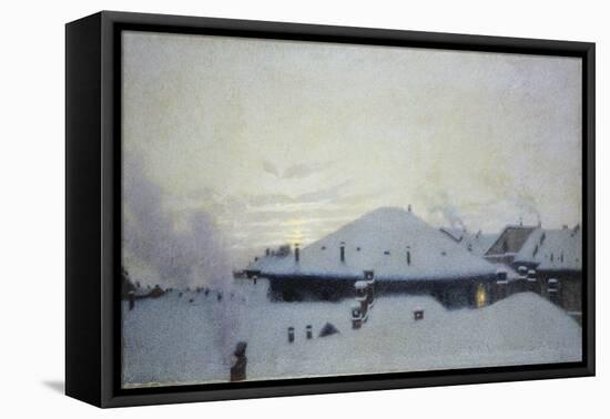 Rooftops in the Snow, 1912-Angelo Morbelli-Framed Stretched Canvas