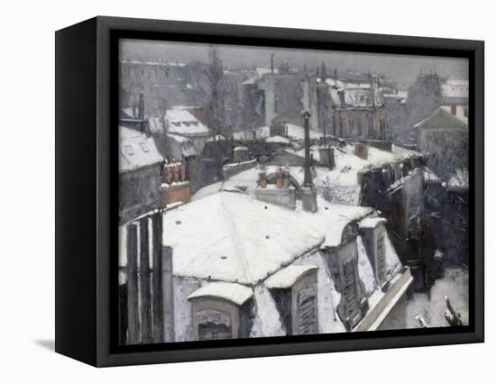 Rooftops in the Snow (Snow Effect)-Gustave Caillebotte-Framed Stretched Canvas