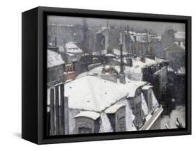 Rooftops in the Snow (Snow Effect)-Gustave Caillebotte-Framed Stretched Canvas