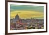 Rooftops landscape panorama with traditional low-rise buildings and St. Peters Basilica, Italy-bestravelvideo-Framed Photographic Print