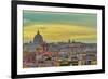 Rooftops landscape panorama with traditional low-rise buildings and St. Peters Basilica, Italy-bestravelvideo-Framed Photographic Print