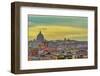 Rooftops landscape panorama with traditional low-rise buildings and St. Peters Basilica, Italy-bestravelvideo-Framed Photographic Print