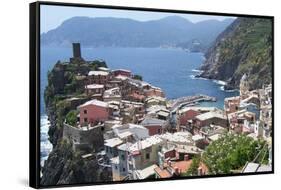 Rooftops of Cinque Terre Vernazza-Marilyn Dunlap-Framed Stretched Canvas