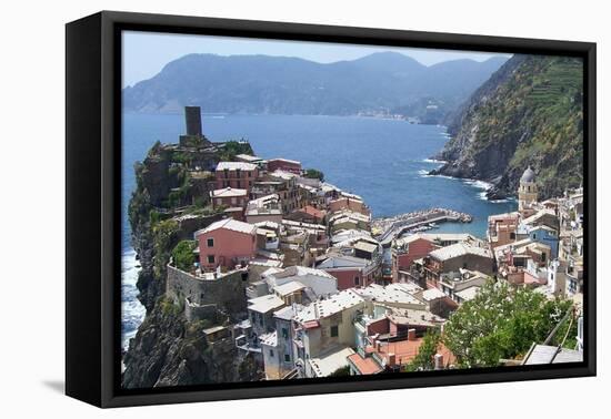 Rooftops of Cinque Terre Vernazza-Marilyn Dunlap-Framed Stretched Canvas