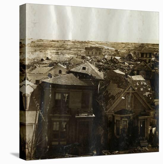 Rooftops of Houses after Tidal Wave-null-Stretched Canvas