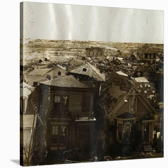 Rooftops of Houses after Tidal Wave-null-Stretched Canvas