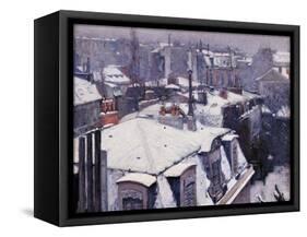 Rooftops under the Snow, Paris-Gustave Caillebotte-Framed Stretched Canvas