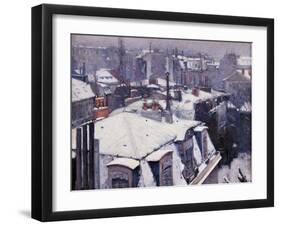 Rooftops under the Snow, Paris-Gustave Caillebotte-Framed Art Print